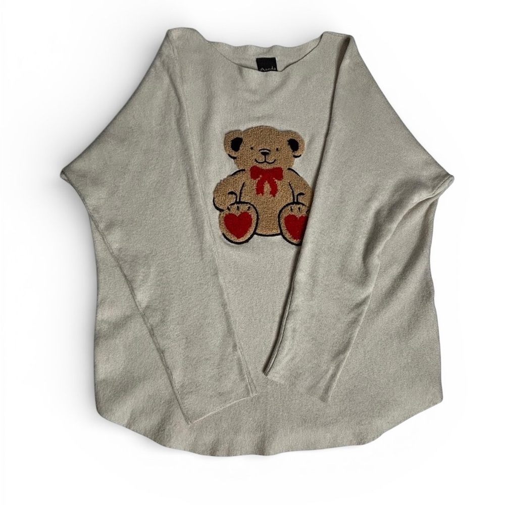 Aaeda Cream Teddy Bear Knit Sweater Dolman Sleeve Size S - Picture 5 of 7